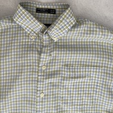 Nautica Men's Blue Green Checkered Long Sleeve Pocket Shirt Size 15.5 Slv.34-35