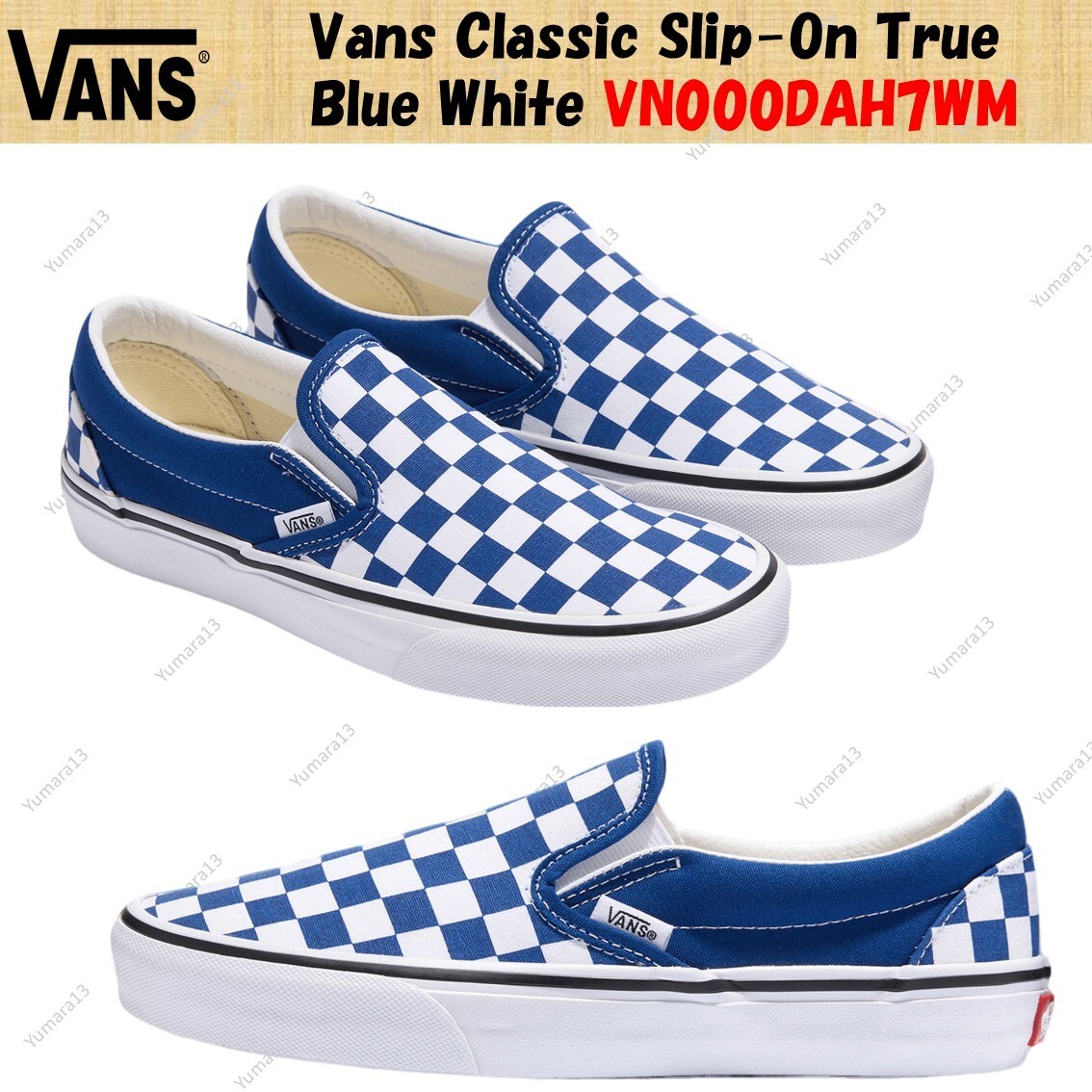 国内配送 VANS CLASSIC SLIP-ON TRUE BLUE Vans Classic Slip-On True Blue White VN000DAH7WM Men's Size