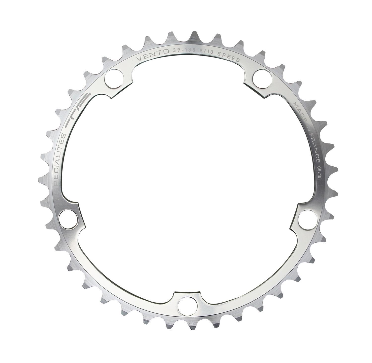 Plateau 5 branches 39 dents en aluminium Vento argenté rigide et léger pour vélo de route