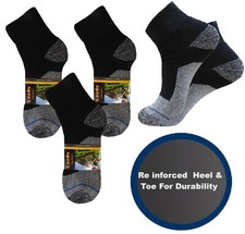 4-8-12 ANKLE socks REINFORCED Black COTTON WORK SOCKS FULL CUSHION SIZE 10-13