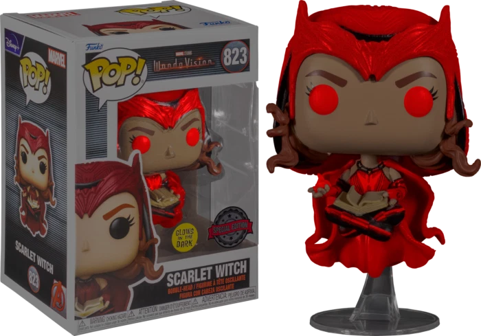 WandaVision Scarlet Witch Glow in the Dark Exclusive Pop! Vinyl Figure #823 OE Foto 3 de 3