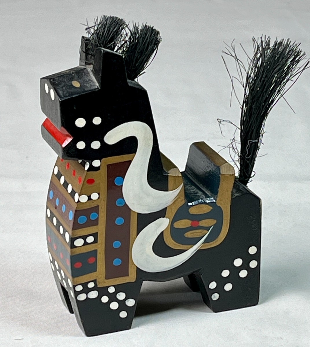 Vintage Hachinohe Yawata-Uma Wooden Black HORSE - 1970 Japanese