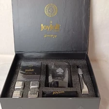 Joyjolt Poker WHISKEY GLASS SET Jack of Spades 11 oz w/ CARDS  Dice Ice Cubes 