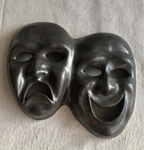 Cerámica Comedia Tragedia Drama Teatro Pared Máscara Gris Decoración Arte 7.5" A138 - Imagen 2 de 7