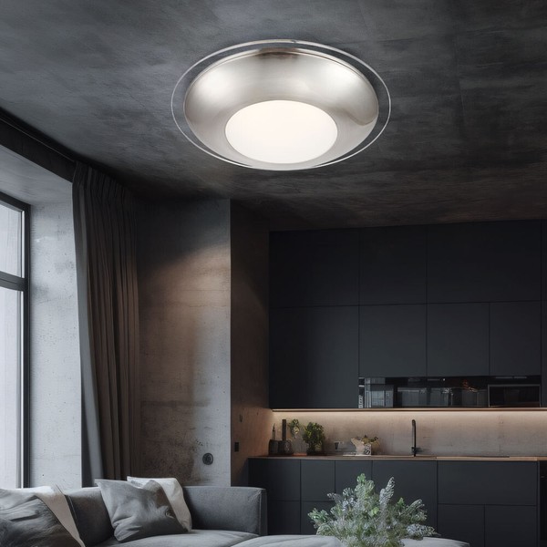 Deckenleuchte Deckenlampe Wohnzimmerleuchte Led Chrom Verspiegelt Klar Satiniert-image