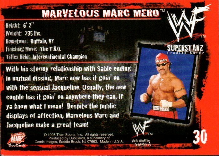 1998 Comic Images WWF Superstarz Wrestling Card #30 Marvelous Marc