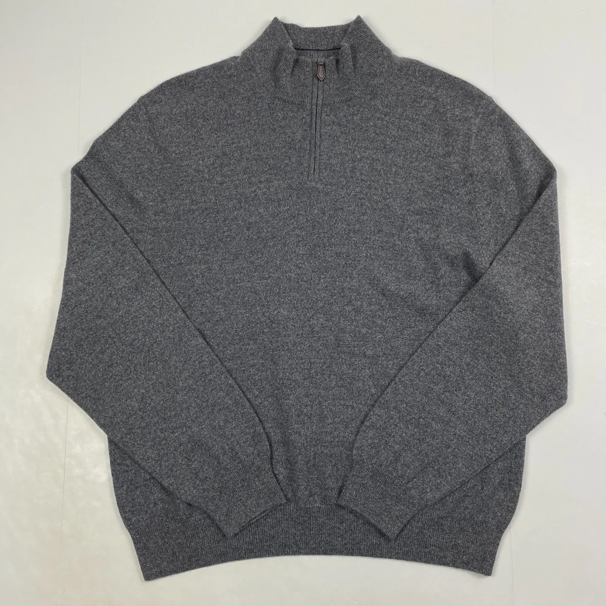 Bloomingdale s Sweater Men s 2XL XXL Cashmere Gray 1 4 Zip Long