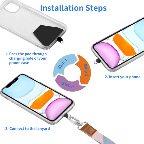 OUTXE Universal Phone Tether Tab without Adhesive, 4 Pack Phone Lanyard Replacem - 第 2/7 張圖片