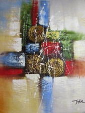 Bunt Ölgemälde Leinen Original Modern Abstrakte Zeitgenössisch Kunst Creme 6