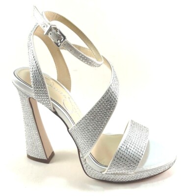 Jessica Simpson Friso2 White Rhinestone High Heel Dress Platform Sandal
