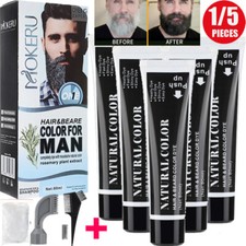 MOKERU Beard Hair Color Dye Cream Natural Men Mustache Dying Black Darkening Dye