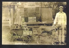REAL PHOTO NEXA MISSOURI DOG DRAWN WAGON FITZPATRICK PARK POSTCARD COPY