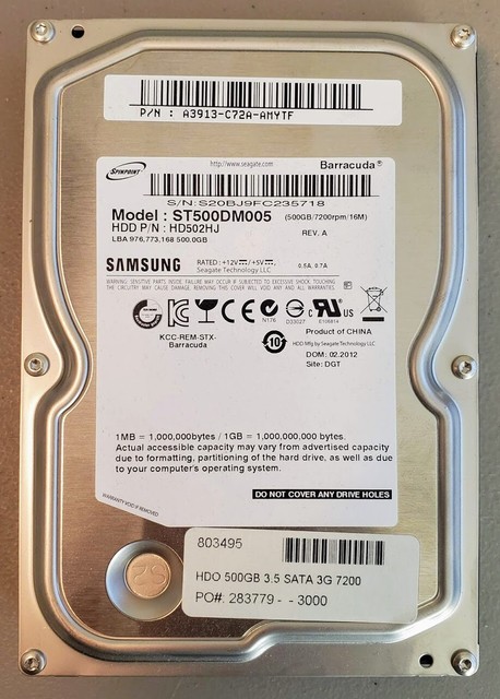 Seagate Samsung SpinPoint Barracuda HD502HJ / ST500DM005 / 500GB SATA ...