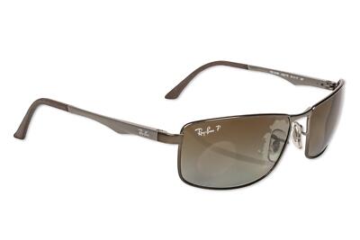 Ray-Ban 303384 Rectangular Sunglasses Gunmetal/Polarized Grey
