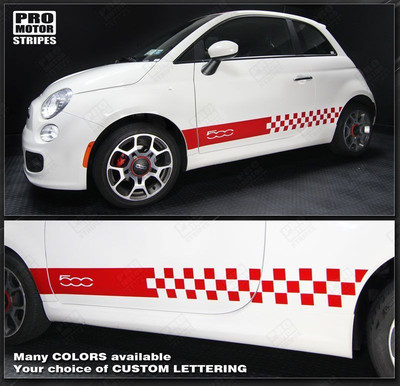 Fiat 500 2007-2015 Rocker Panel Side Stripes Decals (Choose Color)