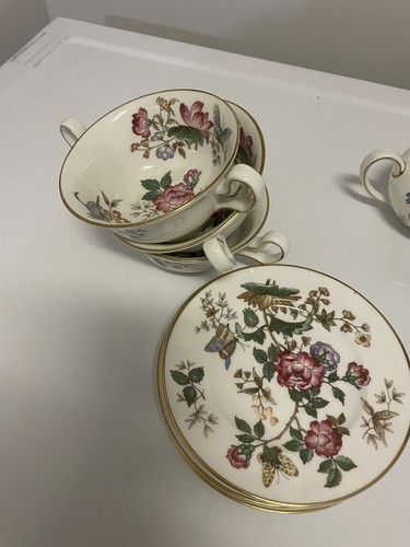 Vintage Wedgwood Charnwood WD 3984 Footed Cream Soup Bowl & Saucer Near Mint - Picture 5 of 5