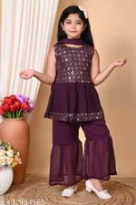 Indian Traditional Trend stylish Baby Girls Ethnic Kurti Sharara With Dupatta