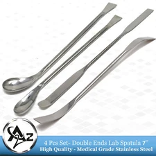 4 LAB Micro Spatulas 7" Double Ended PHARMACY SCIENCE MEDICAL Mixing Instruments