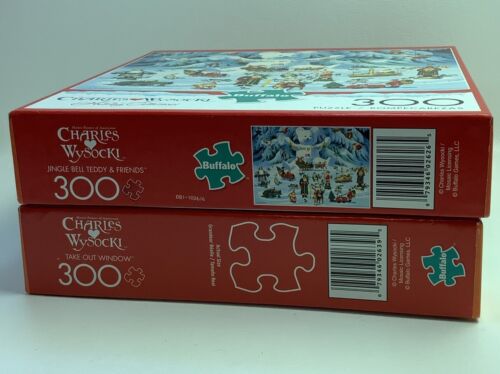 2 Charles Wysocki 300 Pc. Puzzles Take Out Window & Jingle Bell Teddy & Friends - Picture 4 of 6