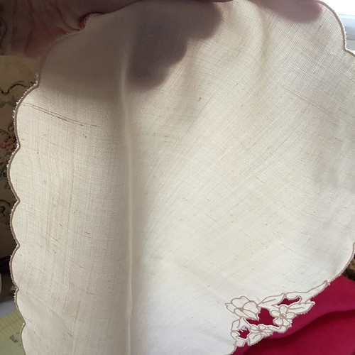 6 manteles individuales florales vintage marfil finos borde festoneado transparente recortados mesa 13"x19" - Imagen 4 de 7