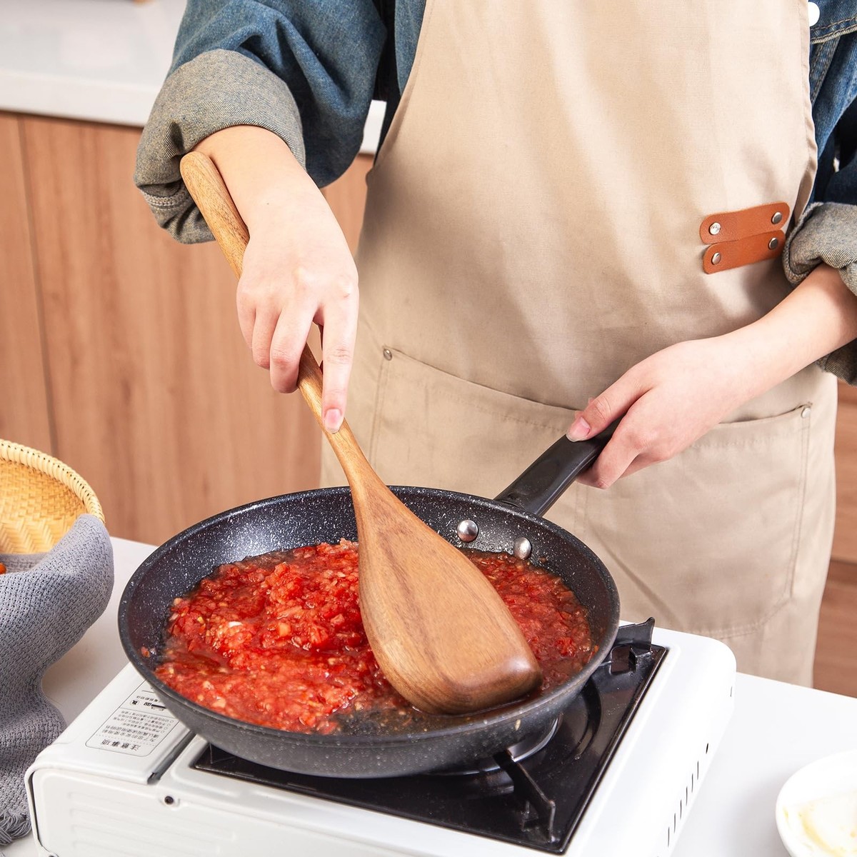 Large Wooden Spoon for Cooking,17 inch Big Wood Scoop Utensil for