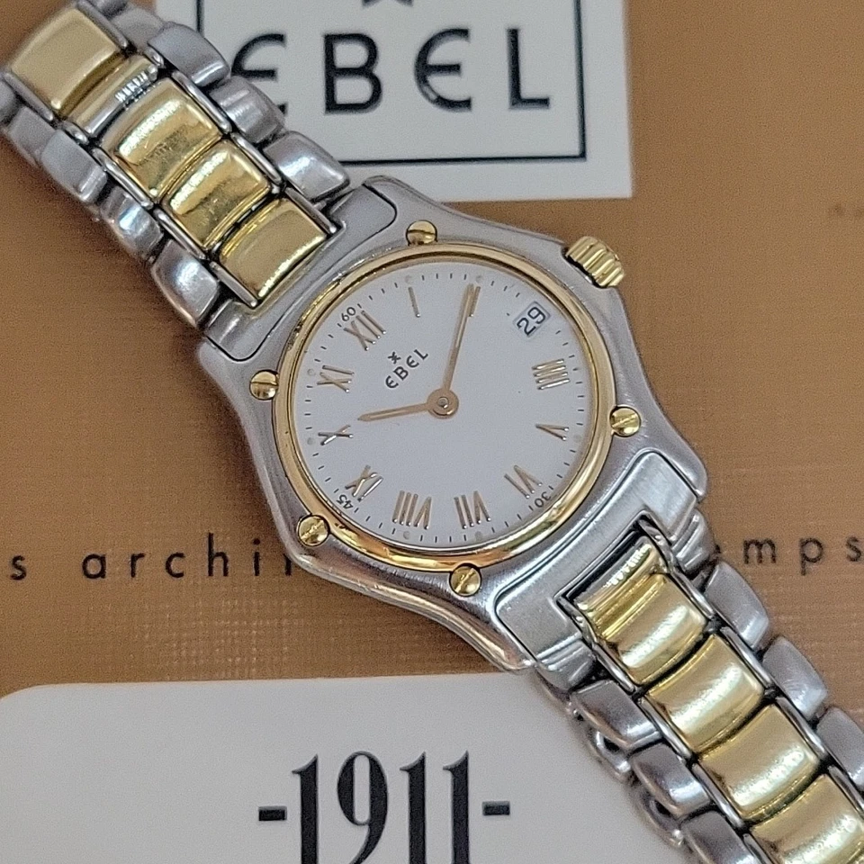 Vintage ladies ebel 1911 Classic 18k Gold Bezel With leather Case and Paper Chic - Image 2 of 4