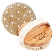 Round Dry Brushing Body Brush Exfoliating Brush for Cellulite Lymphatic Drainage