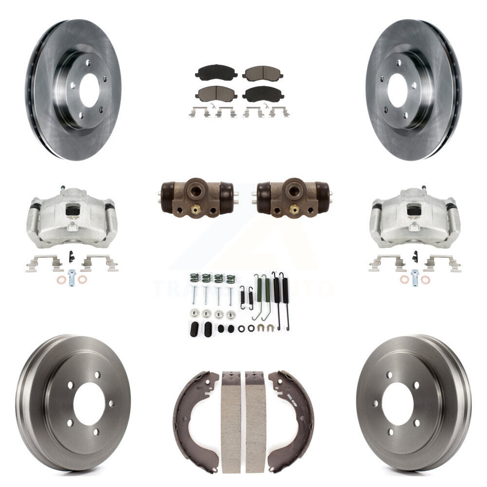 Front Rear Brake Caliper Rotor Drum Ceramic Pad Shoe Cylinder Hardware Kit