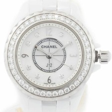 CHANEL J12 H2572 Diamond Bezel White MOP Ceramic Quartz Womens 29mm Pre-owned