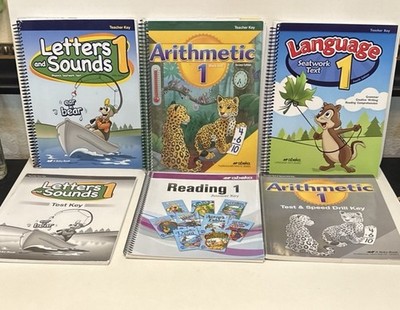 Abeka 1 Teacher Keys set (6) Letters and Sounds Language Arithmetic Test Reading