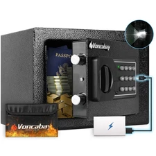 Voncabay Money Safe Box for Home with Sensor Light and Mute Function & Fireproof