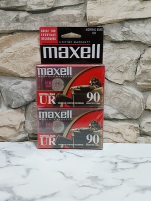 New Sealed 2 Pack Maxell Normal Bias UR 90 Minute Blank Audio Cassette