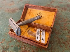 Ancien rasoir de sécurité vintage rasage années 1950 barbier de type Gillette