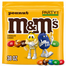 M M'S Peanut Milk Chocolate Candy Resealable Bulk Pack, Party Size, 38 oz Bag