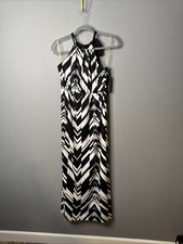 Woman’s Size M Geometric Black And White Maxi Dress By BCX Style Nwt