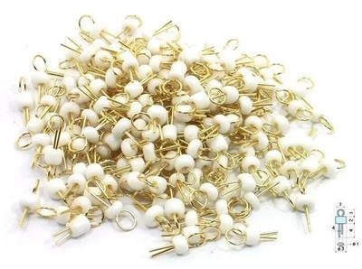 20Pcs White Gold Tone Soldering PCB Board Breadboard Test Point Pin used YL #vn