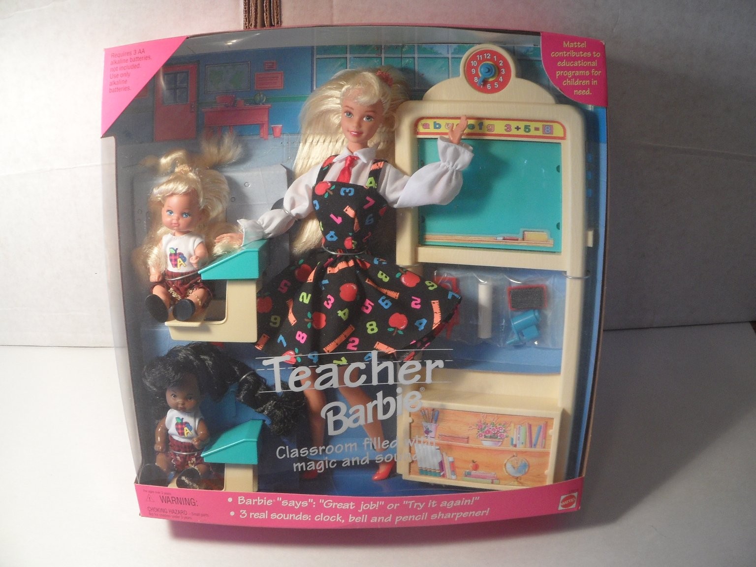 Barbie Teacher Barbie Doll Set w/Classroom Sounds & 2 Studen