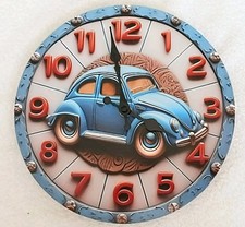 2025 Battery Operated Wood Vw Beetle Wall Clock 9 Round Nice Image On Clock