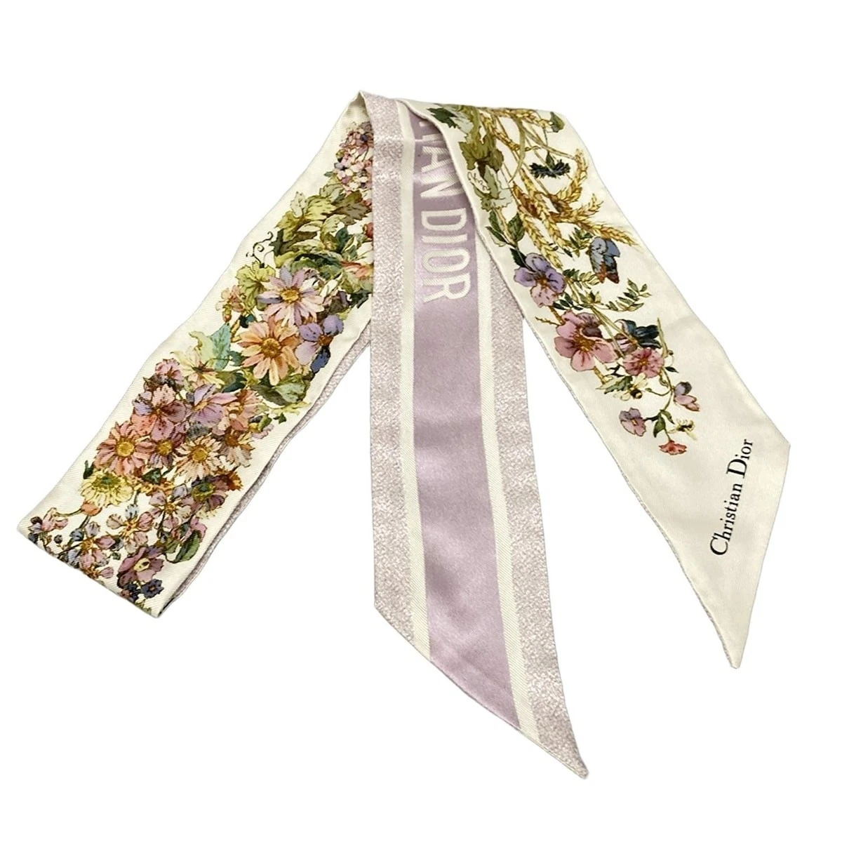 Authentique foulard DIOR/ChristianDior Mitzah 42STA106I607 violet rose multi soie