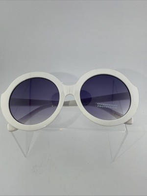 Women s White Round Frame Sunglasses Retro Unbranded Gradient Lenses
