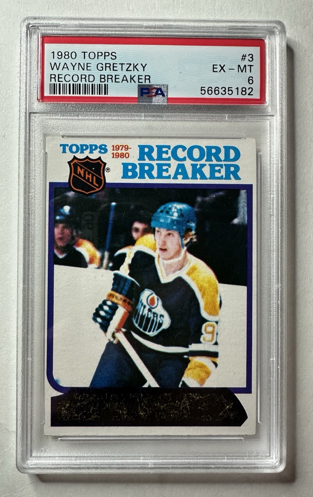 1980 TOPPS RECORD BREAKER #3 WAYNE GRETZKY PSA 6 OILERS