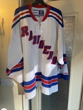 NHL Genuine Rangers Ice CCM Hockey Jersey Size XXL 2XL Blue White Red Used Rare.