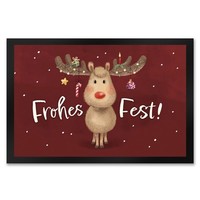 Frohes Fest Rentier Mit Weihnachtsschmuck FußMatte XXL In 50X75 Cm