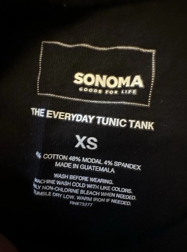 Sonoma The Everyday Tunic Tank Top Sz XS Extra Small Black Layering Stretch NWT - Picture 10 of 10