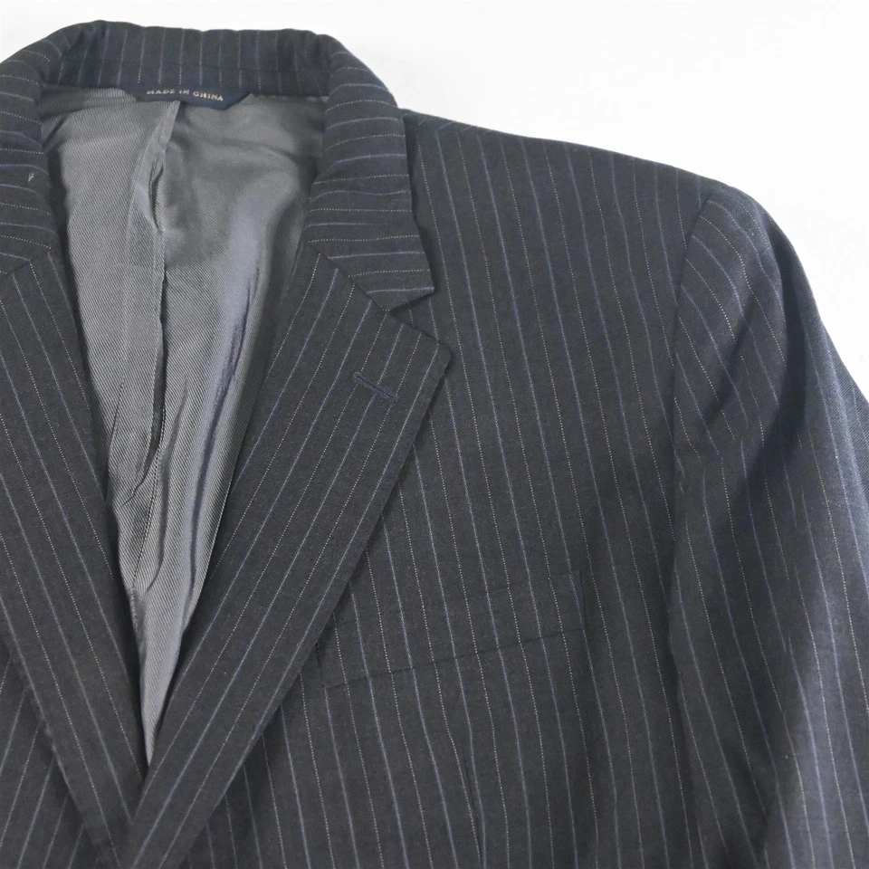 Banana Republic 48R 40x30 Gris Rayas 100% Lana Hombre Chaqueta Pantalones Traje Foto 3 de 4