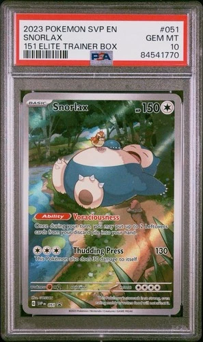 Pokemon Snorlax 151 ETB Illustration Rare Promo SVP en 051 PSA 10 Gem Mint