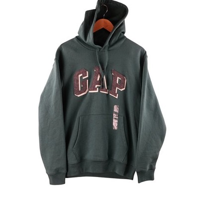 NEW Gap Arch Logo Hoodie Mens Medium Forest Green Fleece Pullover Sweatshirt