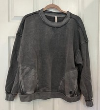 Free People FP Movement Sweatshirt Gray Oversized Metti Crewneck Distressed XS