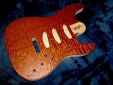 GLUFF STRAT STYLE SWAMP ASH BODY/ LEOPARDWOOD TOP, FITS STRAT NECKS MADE IN USA!