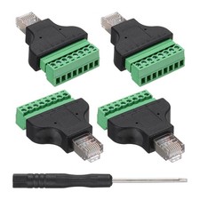 4 Pcs RJ45 Male Plug to 8 Pin Screw Terminal Connector Adapter Black